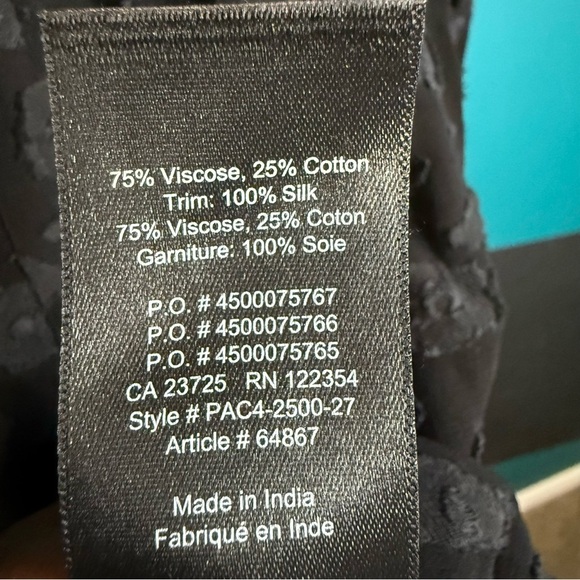 Wilfred Black Pleated Ruffled Long Sleeve Blouse - Picture 5 of 7